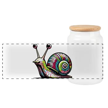 Snail - Panoramic Cookie Jar with Wooden Lid - white - Front