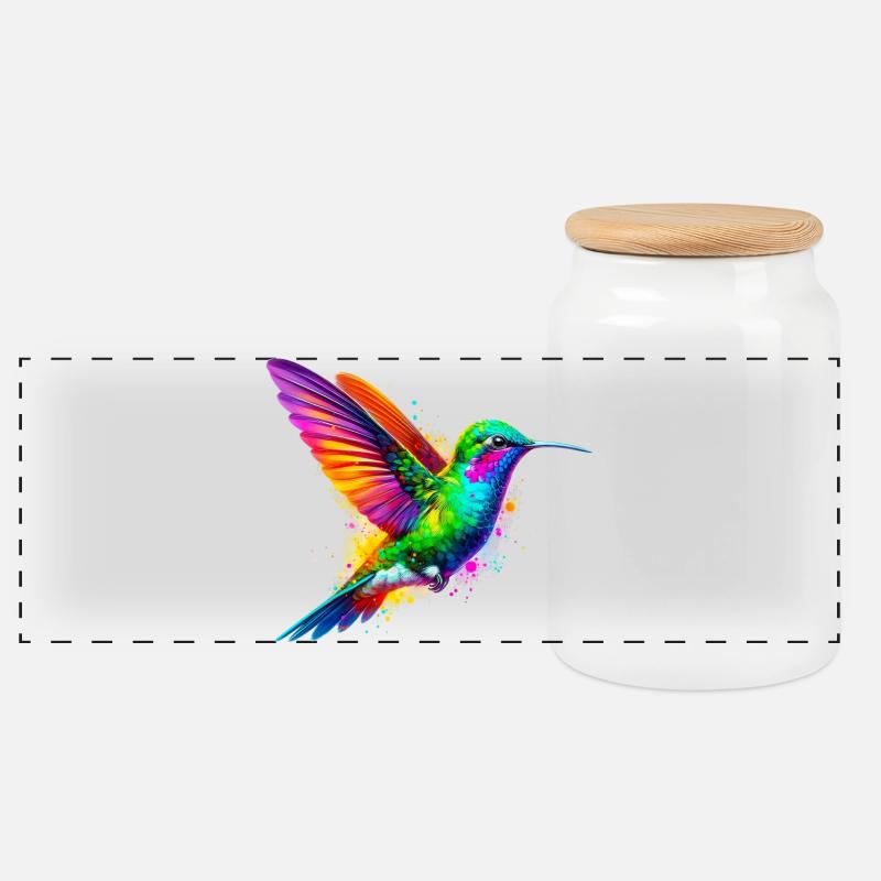 Kolibri - Panorama Keksdose mit Holzdeckel - Weiß