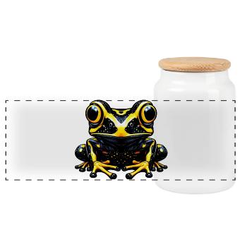 Frosch - Panorama Keksdose mit Holzdeckel - Weiß - Vorne