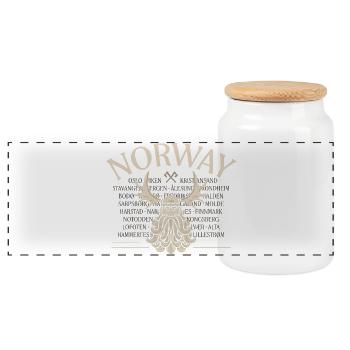 Norway - Viking Beard - Mosses - Panoramic Cookie Jar with Wooden Lid - white - Front