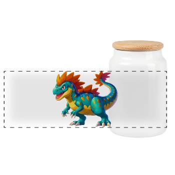 Dinosaurier - Panorama Keksdose mit Holzdeckel - Weiß - Vorne