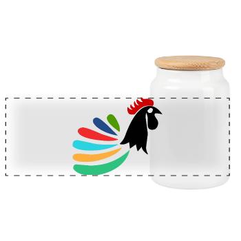 COQ. CHEVAL. POULE. COQ. ANIMAL. OISEAU. LICORNE. - Boîte à biscuits avec couvercle en bois - blanc - Devant