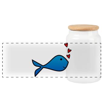 POISSON. SARDINE. POISSON D'AVRIL. MER. OCÉAN - Boîte à biscuits avec couvercle en bois - blanc - Devant