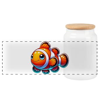 Clownfish - Panoramic Cookie Jar with Wooden Lid - white - Front