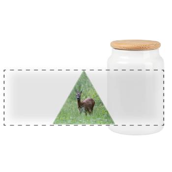 Deer in the tall grass - Panoramic Cookie Jar with Wooden Lid - white - Front