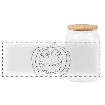 Citrouille avec visage - Halloween - Boîte à biscuits avec couvercle en bois - blanc - Devant