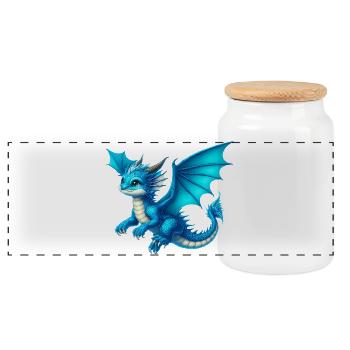 Dragon - Panoramic Cookie Jar with Wooden Lid - white - Front