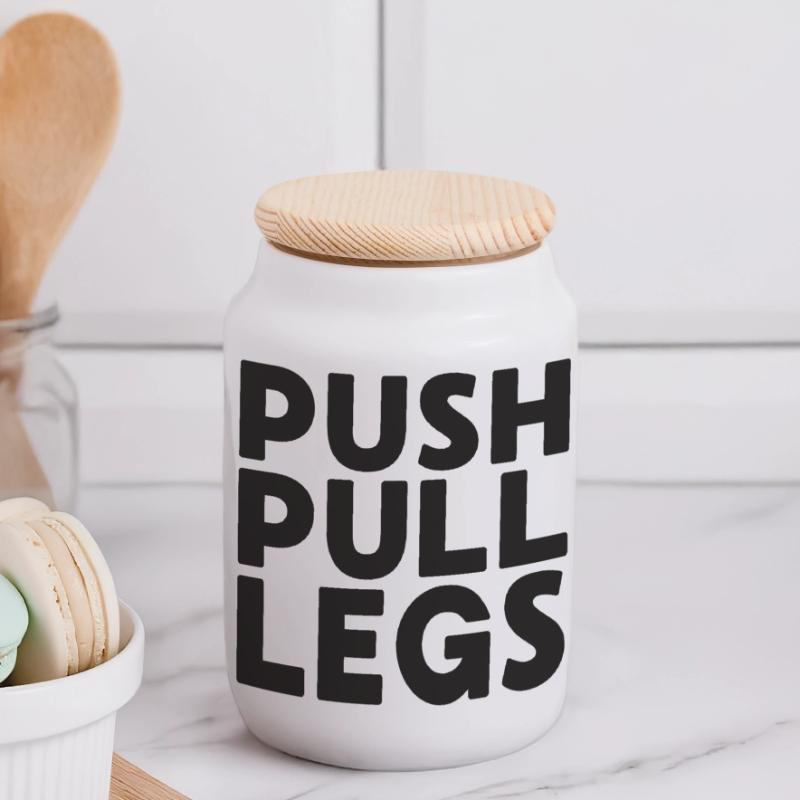 Push Pull Legs Repeat Trainingssplit Panoramic Cookie Jar with Wooden Lid