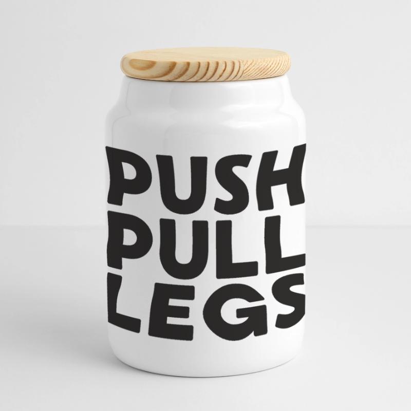 Push Pull Legs Repeat Trainingssplit Panoramic Cookie Jar with Wooden Lid