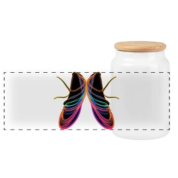 Ballet Shoes Steamwave Art - Panoramic Cookie Jar with Wooden Lid - white - Front