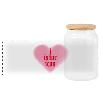 I is for Icon – Herz trifft Statement - Panorama Keksdose mit Holzdeckel - Weiß - Vorne