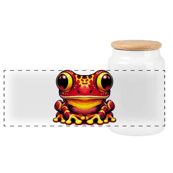 Frosch - Panorama Keksdose mit Holzdeckel - Weiß - Vorne