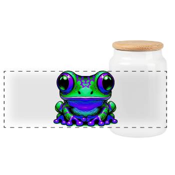 Frosch - Panorama Keksdose mit Holzdeckel - Weiß - Vorne