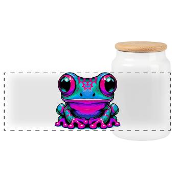 Grenouille - Boîte à biscuits avec couvercle en bois - blanc - Devant
