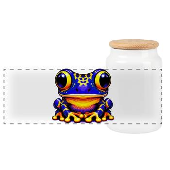 Frog - Panoramic Cookie Jar with Wooden Lid - white - Front