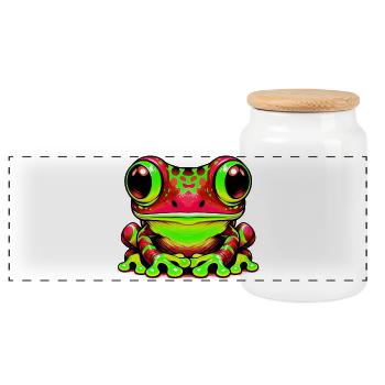 Frosch - Panorama Keksdose mit Holzdeckel - Weiß - Vorne