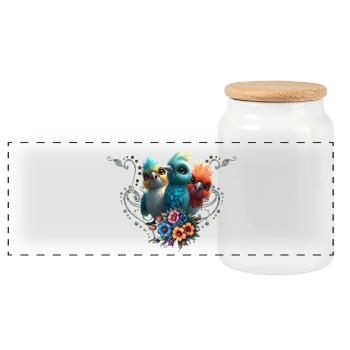 Le gang de l’oiseau heureux - Boîte à biscuits avec couvercle en bois - blanc - Devant