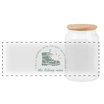 Hiking mom hiker mountain funny - Panoramic Cookie Jar with Wooden Lid - white - Front