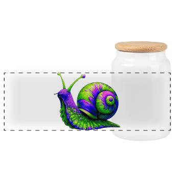 Schnecke - Panorama Keksdose mit Holzdeckel - Weiß - Vorne