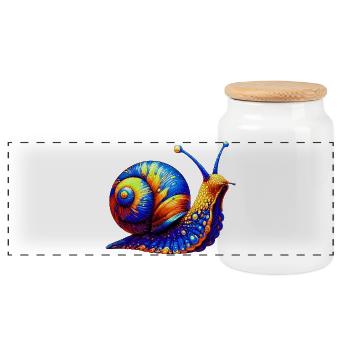 Snail - Panoramic Cookie Jar with Wooden Lid - white - Front