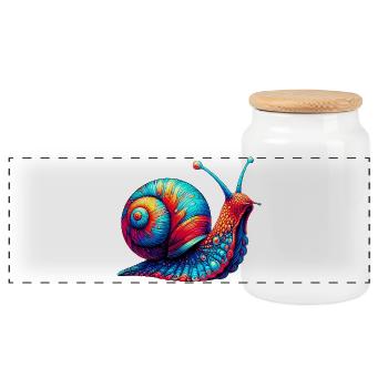 Schnecke - Panorama Keksdose mit Holzdeckel - Weiß - Vorne