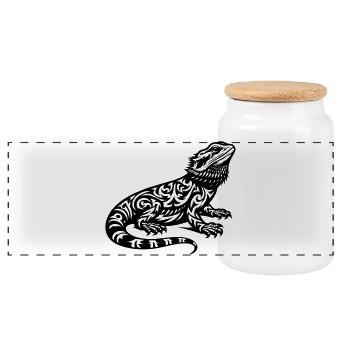 Dragon Barbu Tribal - Boîte à biscuits avec couvercle en bois - blanc - Devant