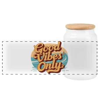 Summer Vibes Only - Panoramic Cookie Jar with Wooden Lid - white - Front