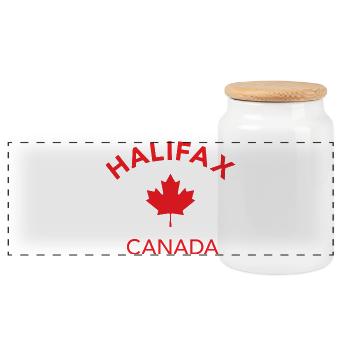 HALIFAX CANADA - Panoramic Cookie Jar with Wooden Lid - white - Front
