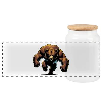 Muscle Bear - Panorama Keksdose mit Holzdeckel - Weiß - Vorne