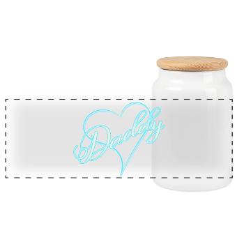 Papa avec coeur garçon bleu - Boîte à biscuits avec couvercle en bois - blanc - Devant