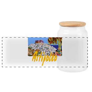 Astipalea - Panorama Keksdose mit Holzdeckel - Weiß - Vorne