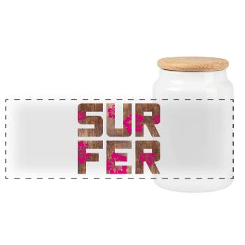 Surfeur Hawaï Camping Plage Planche de surf Camp d’été - Boîte à biscuits avec couvercle en bois - blanc - Devant
