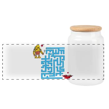 Le labyrinthe de l'amour - Boîte à biscuits avec couvercle en bois - blanc - Devant
