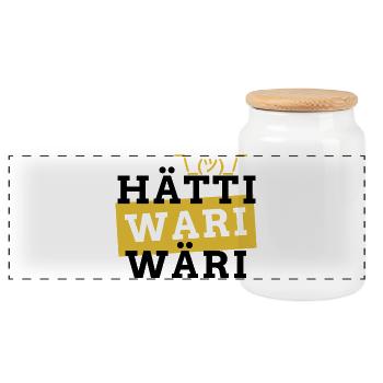 hätti wari wäri - if I had been I would have been I would be I - Panoramic Cookie Jar with Wooden Lid - white - Front