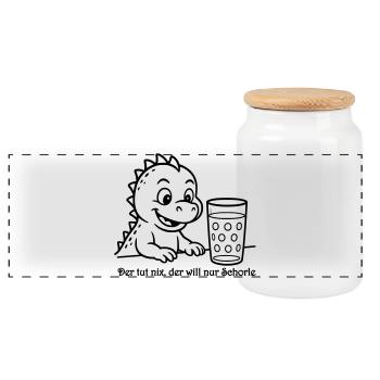 Babydrachen mit Dubbeglas2 - Panorama Keksdose mit Holzdeckel - Weiß - Vorne