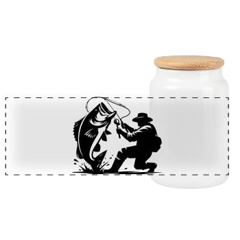 Rolle Cool Dad Angeln Design - Panorama Keksdose mit Holzdeckel - Weiß - Vorne