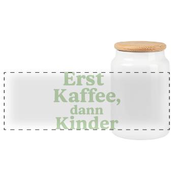 Erst Kaffee, Dann Kinder (salbeigrün) - Panorama Keksdose mit Holzdeckel - Weiß - Vorne