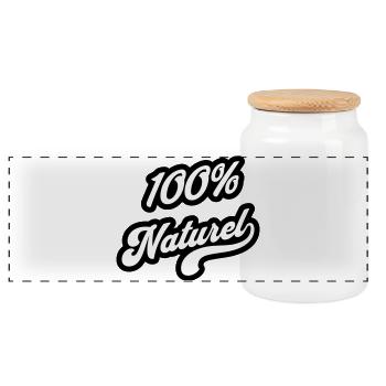 100% Naturel - Boîte à biscuits avec couvercle en bois - blanc - Devant