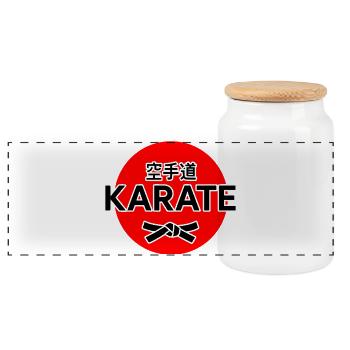 Karaté - Boîte à biscuits avec couvercle en bois - blanc - Devant