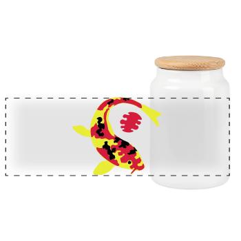 Abstract fish in bright colors - Panoramic Cookie Jar with Wooden Lid - white - Front