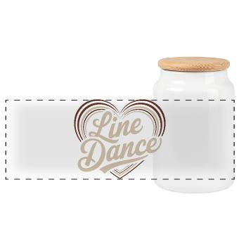 Heart-shaped lettering Line Dance - Panoramic Cookie Jar with Wooden Lid - white - Front