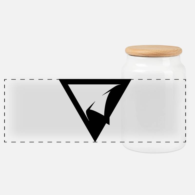 TRIANGLE PATCH - Panoramic Cookie Jar with Wooden Lid - white