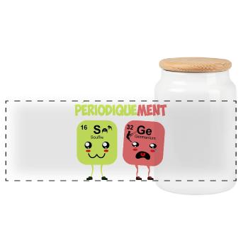 Periodically Wise Humor Periodic Table - Panoramic Cookie Jar with Wooden Lid - white - Front