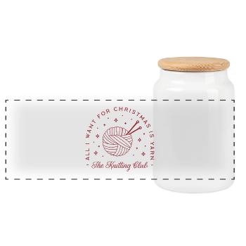 Strickgarn Liebhaber lustig strick Club gemütlich Weihnachten - Panorama Keksdose mit Holzdeckel - Weiß - Vorne