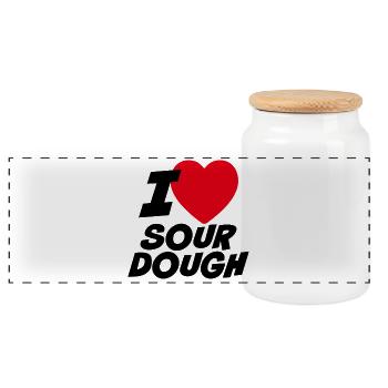 I love sourdough - Panoramic Cookie Jar with Wooden Lid - white - Front