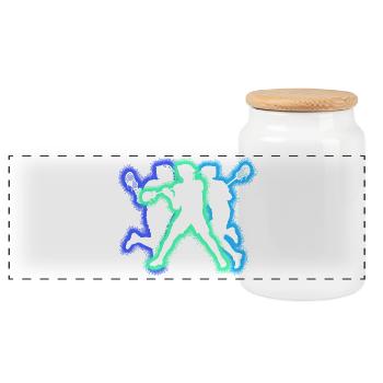 Lacrosse Player Silhouettes Men Lacrosse Boy - Panoramic Cookie Jar with Wooden Lid - white - Front