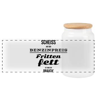 Sans matière grasse de friture c’est un arrêt pour les frites - Boîte à biscuits avec couvercle en bois - blanc - Devant