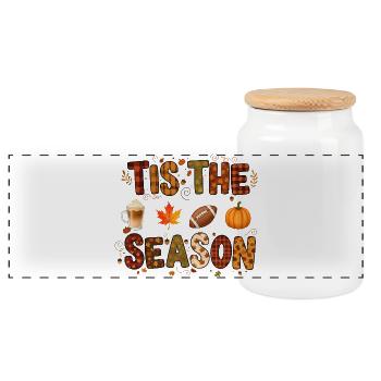C’est la saison automnale - Boîte à biscuits avec couvercle en bois - blanc - Devant
