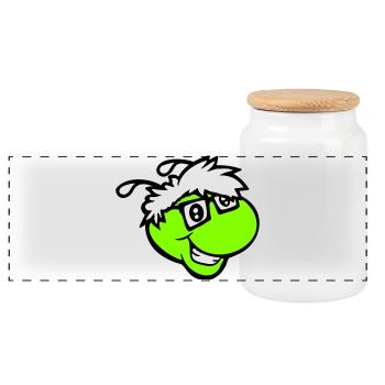 Nerd Caterpillar Intelligent Geek Worm Horn-rimmed Glasses Smart - Panoramic Cookie Jar with Wooden Lid - white - Front