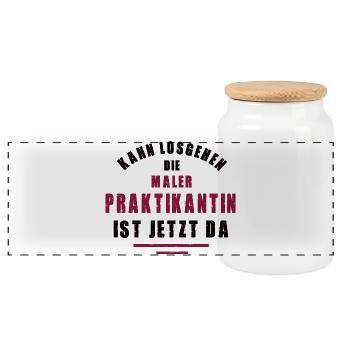 Praktikantin Malerin Praktikum Malerei Maler Frau - Panorama Keksdose mit Holzdeckel - Weiß - Vorne